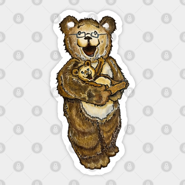 Grandpa Jimmy Bear and Pork Chop1 Sticker by JDFehlauer